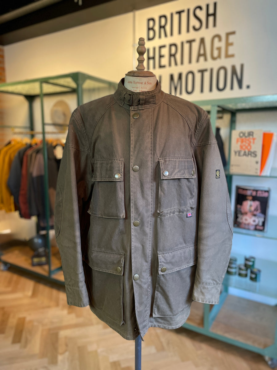 BELSTAFF ROADMASTER MALENOTTI 00s OLIVE WAX JACKET MENS LARGE