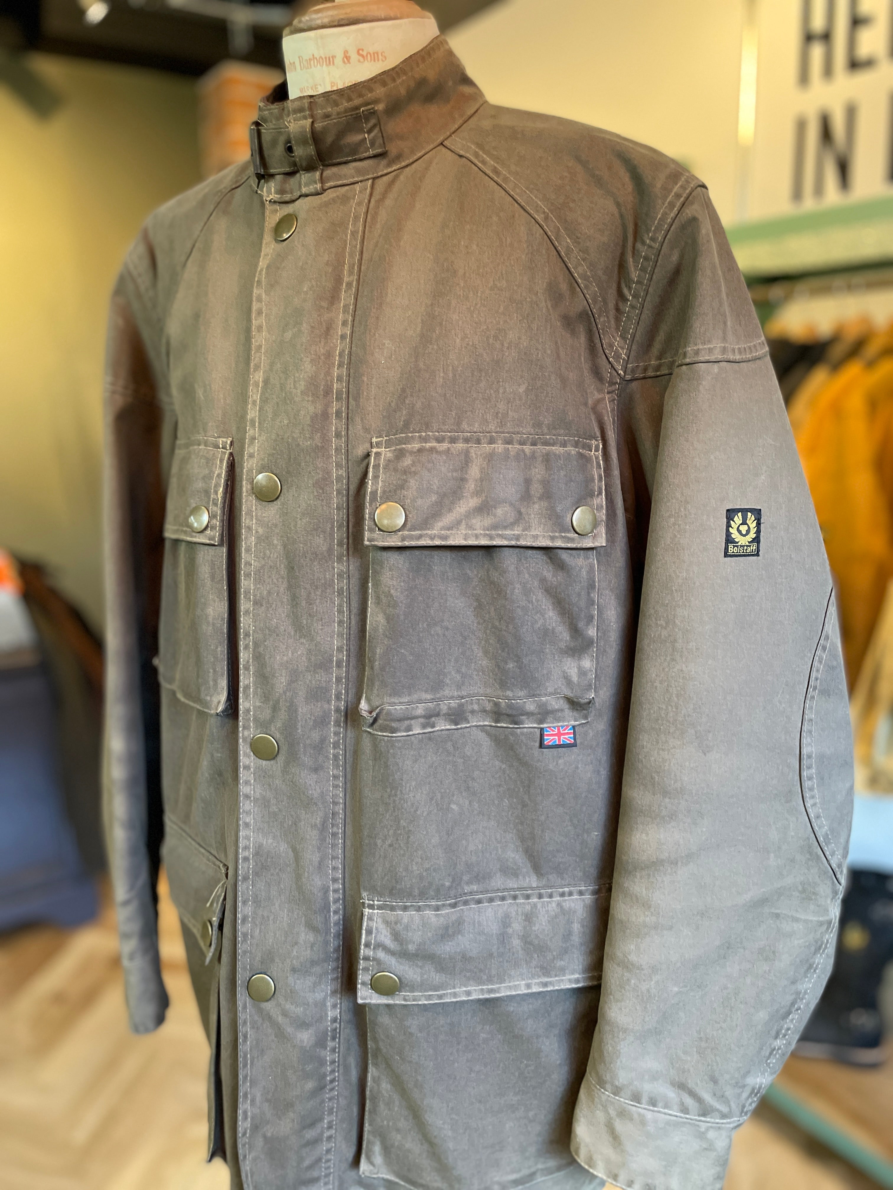 BELSTAFF ROADMASTER MALENOTTI 00s OLIVE WAX JACKET MENS LARGE 
