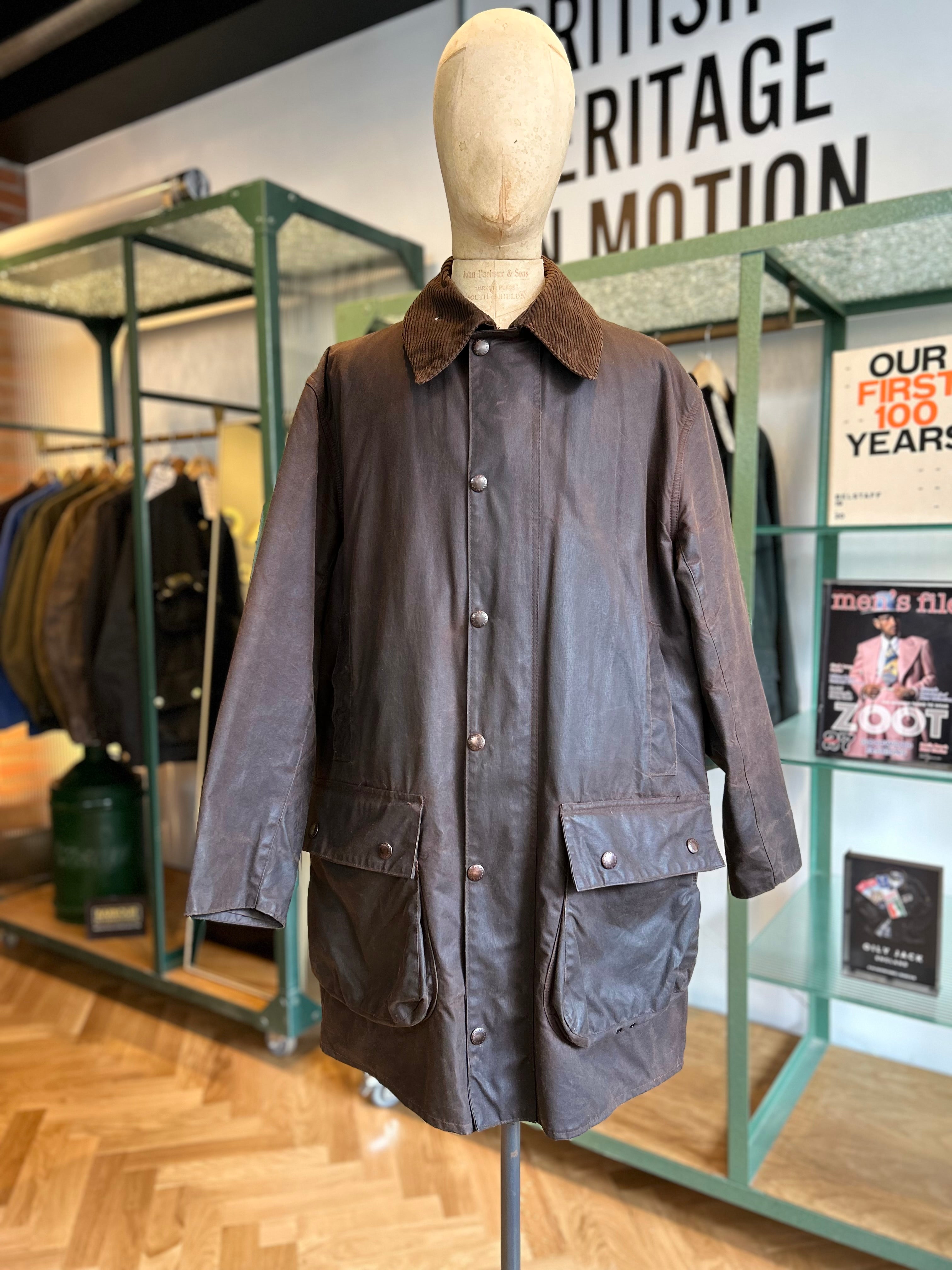 BARBOUR NORTHUMBRIA “BROWN” 1980s MENS 42 (XL) FLAT YKK ZIPPER