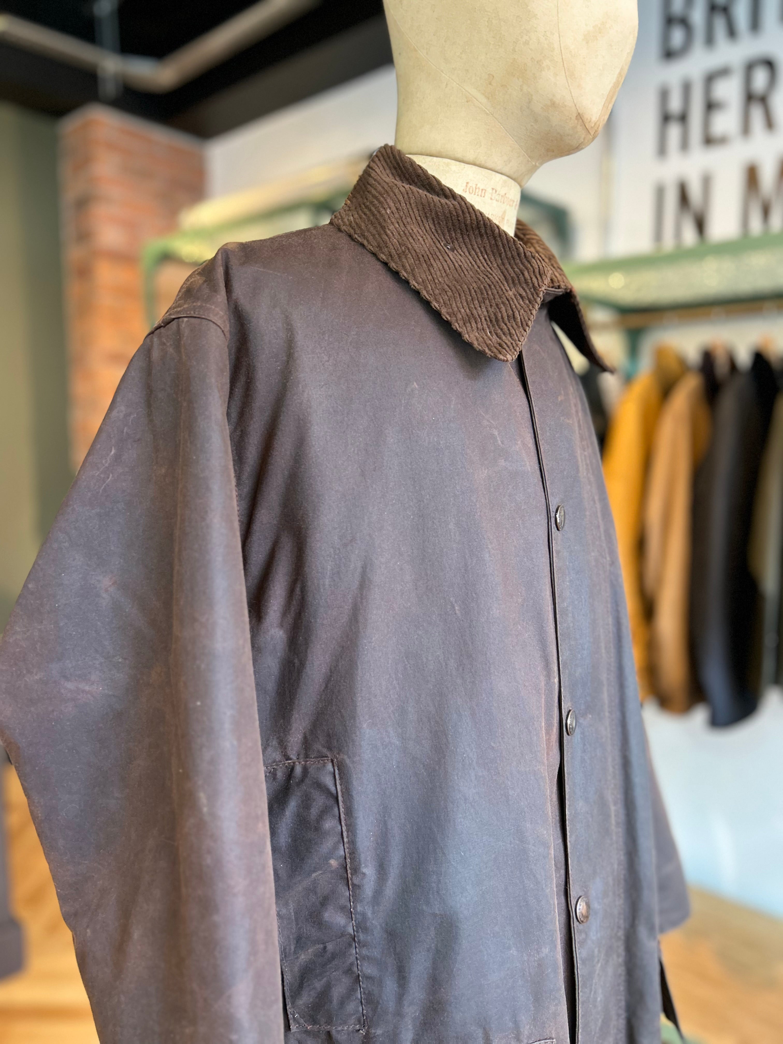 BARBOUR NORTHUMBRIA “BROWN” 1980s MENS 42 (XL) FLAT YKK ZIPPER