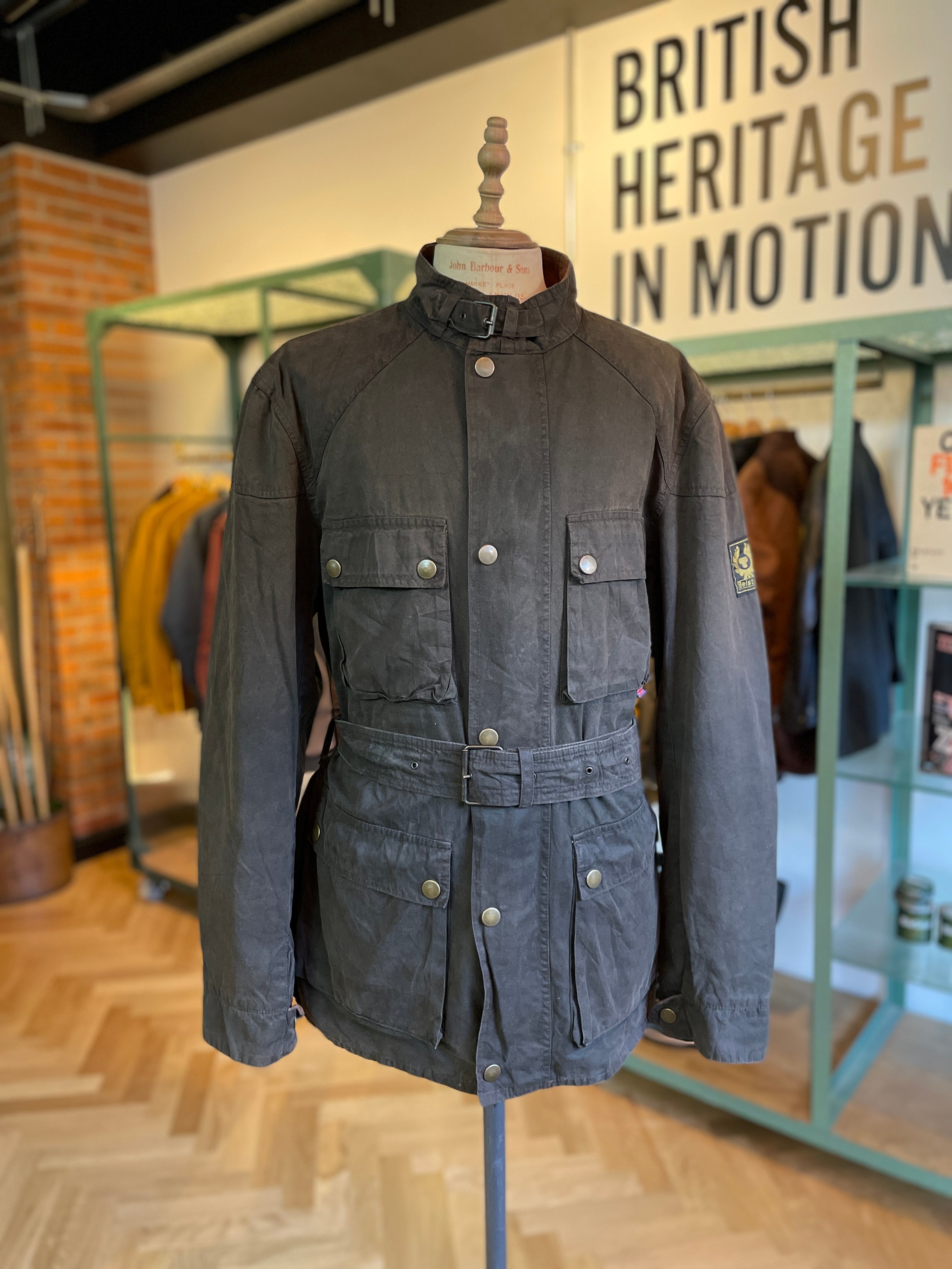 BELSTAFF ROADMASTER MALENOTTI 00s BLACK LIGHTWEIGHT WAX JACKET