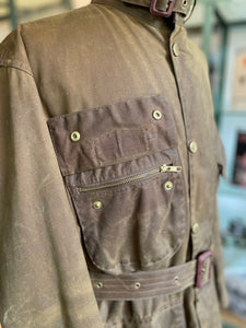 BARBOUR INTERNATIONAL “75th ANNIVERSARY” TAN BROWN WAX JACKET MENS MEDIUM (38)