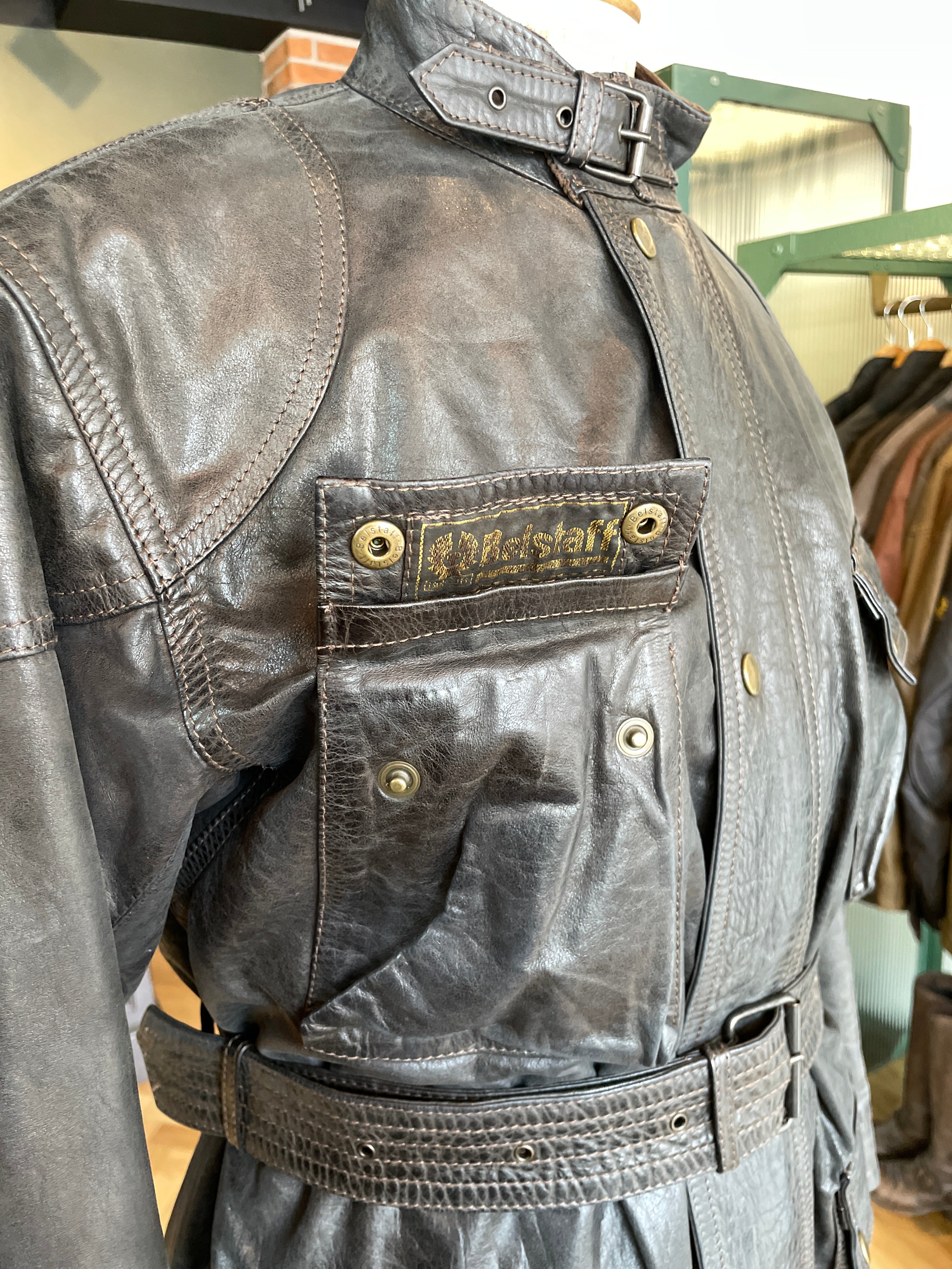 BELSTAFF ANTIQUE “PANTHER” TRIALMASTER BLACK LEATHER WAX JACKET