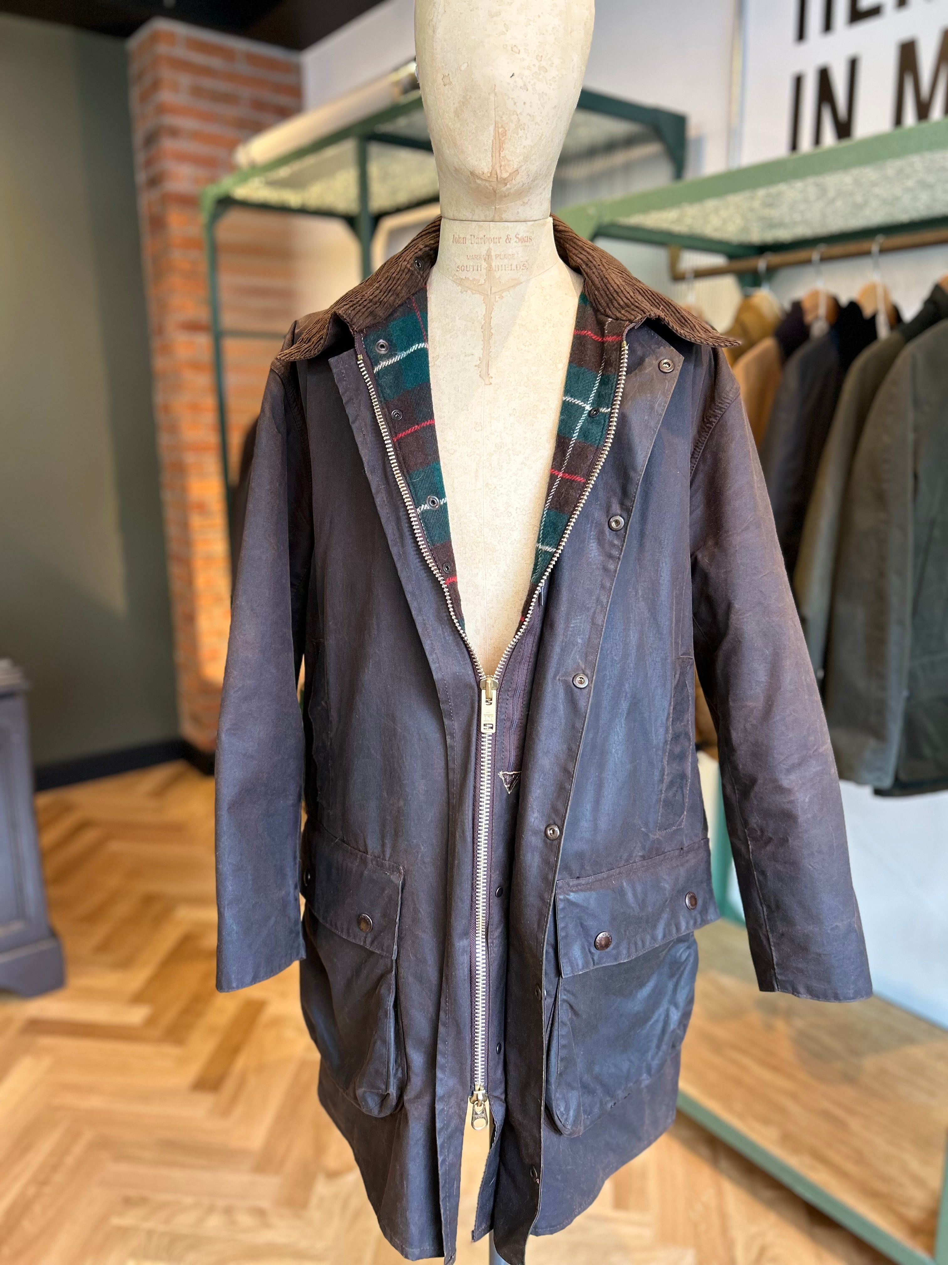 BARBOUR NORTHUMBRIA “BROWN” 1980s MENS 42 (XL) FLAT YKK ZIPPER