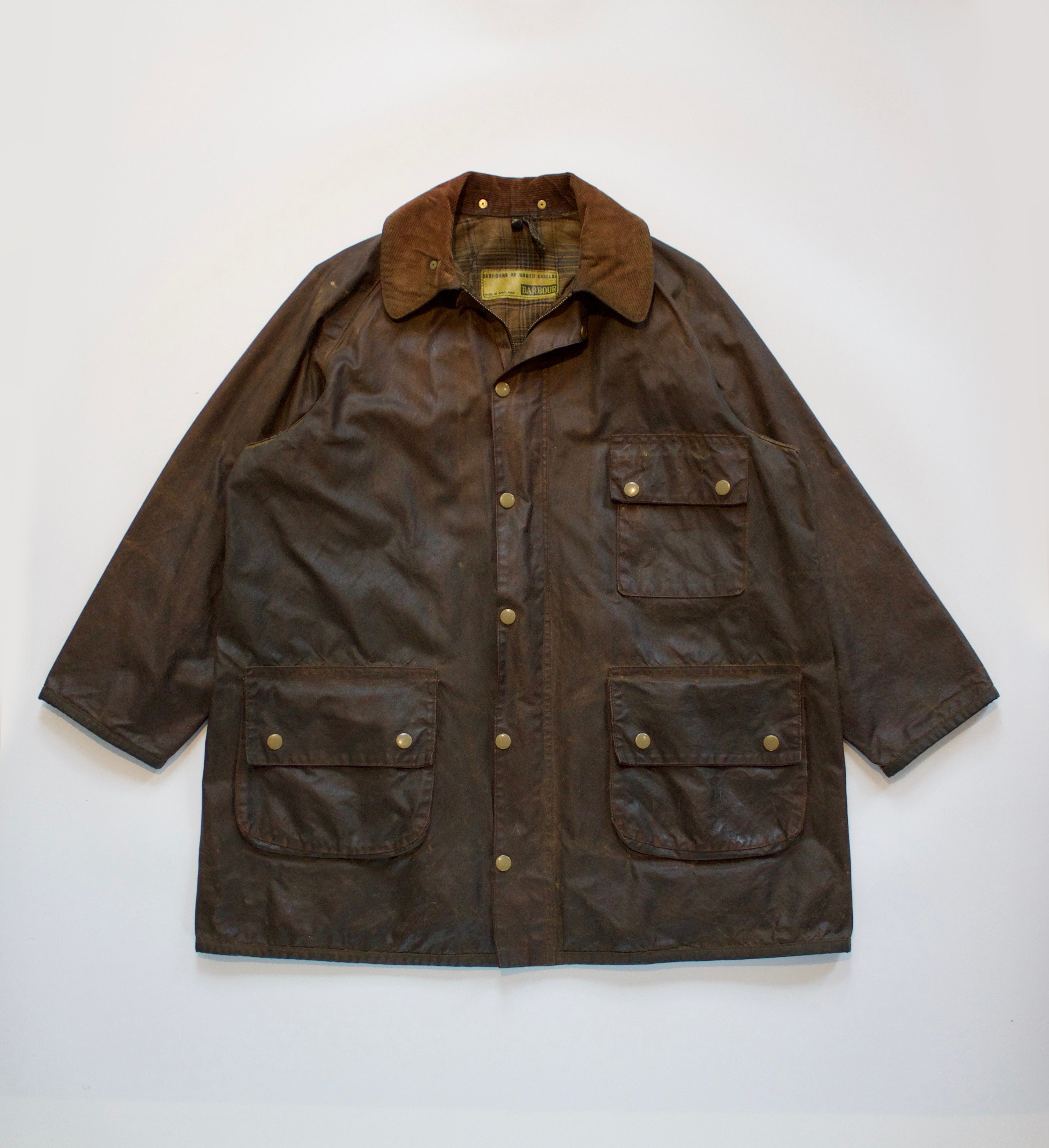 BARBOUR SOLWAY ZIPPER YELLOW LABEL 1960s WAX JACKET C44 - BROWN 